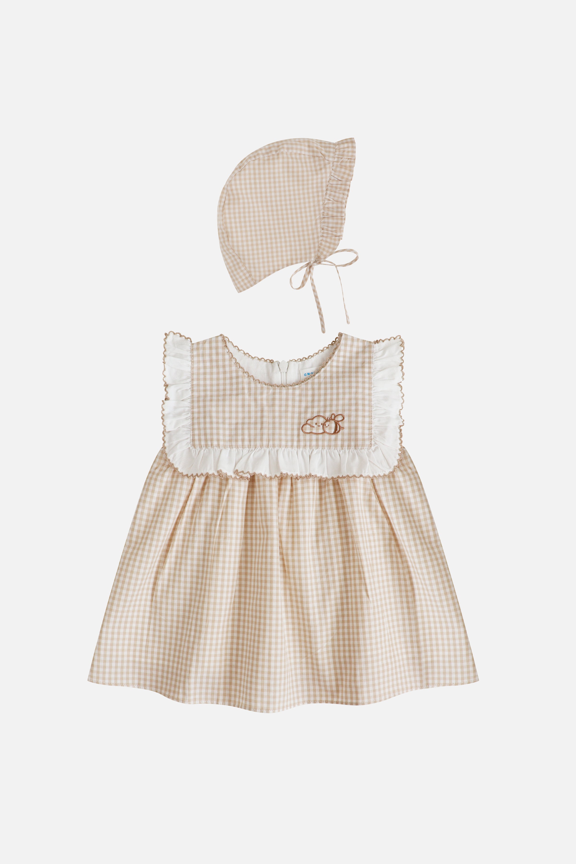 Honey Puff Dress & Bonnet in Mocha