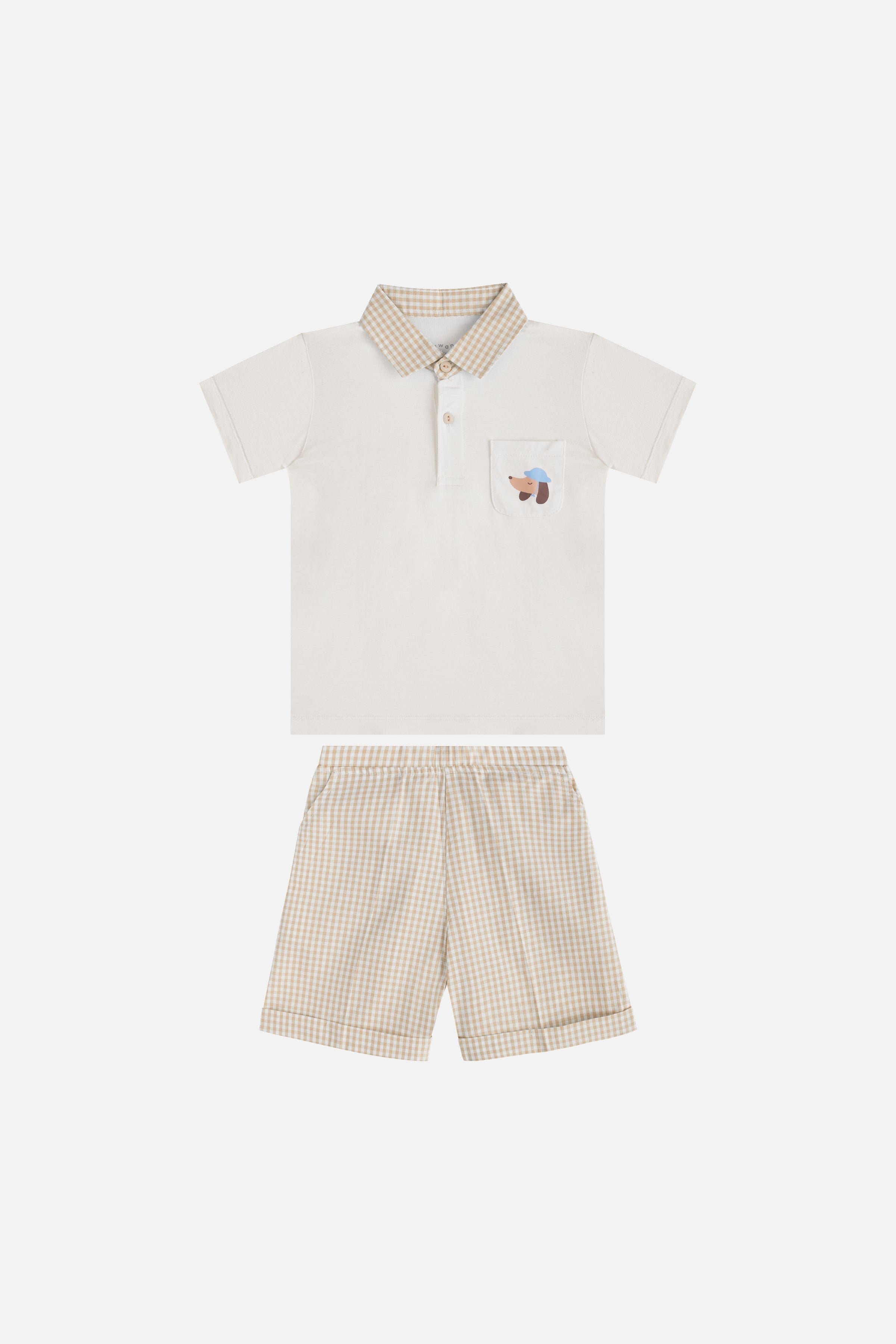 Overtee Pup & Co Boy Set in Beige