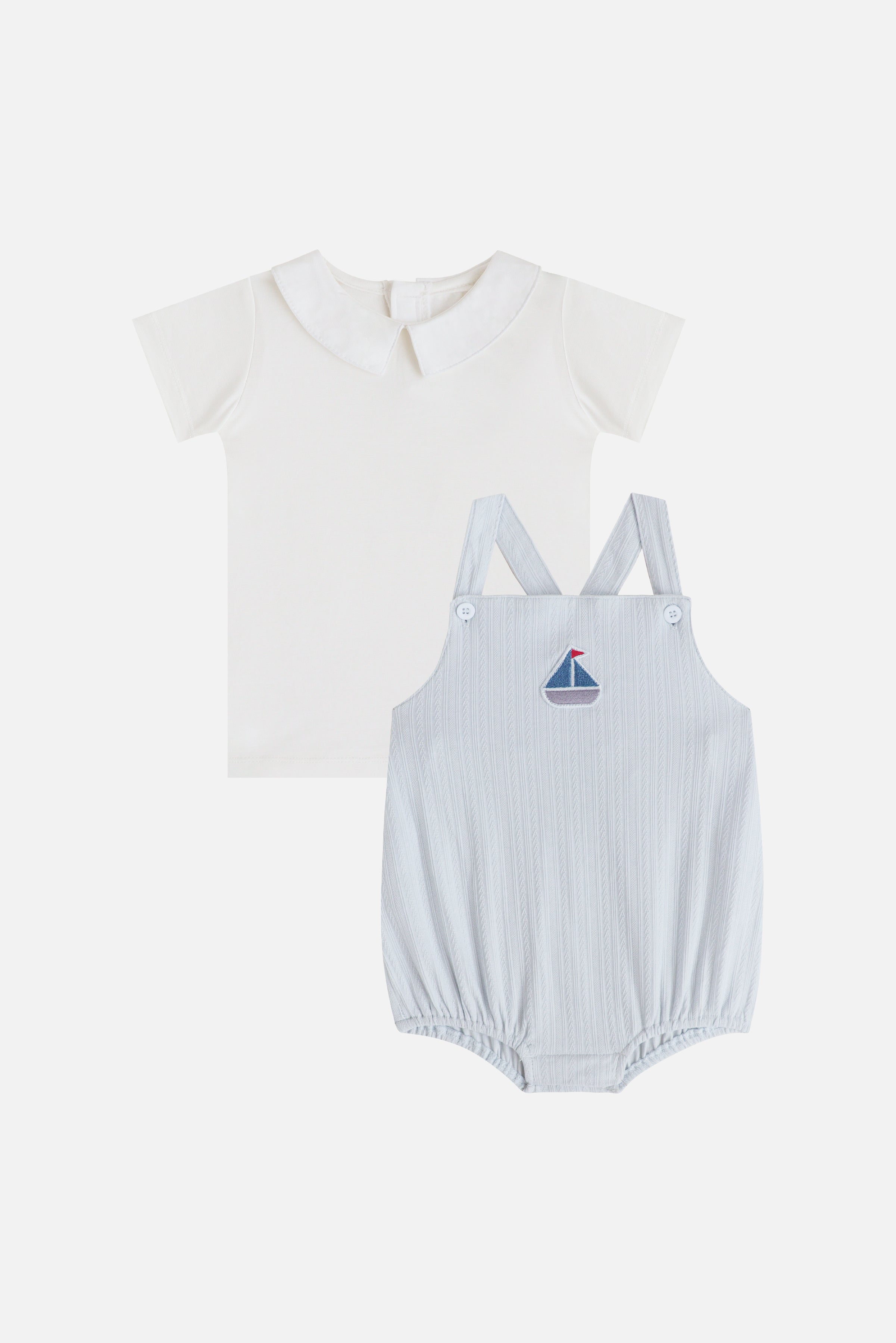 KindKnit Baby Romper Set in Cloud