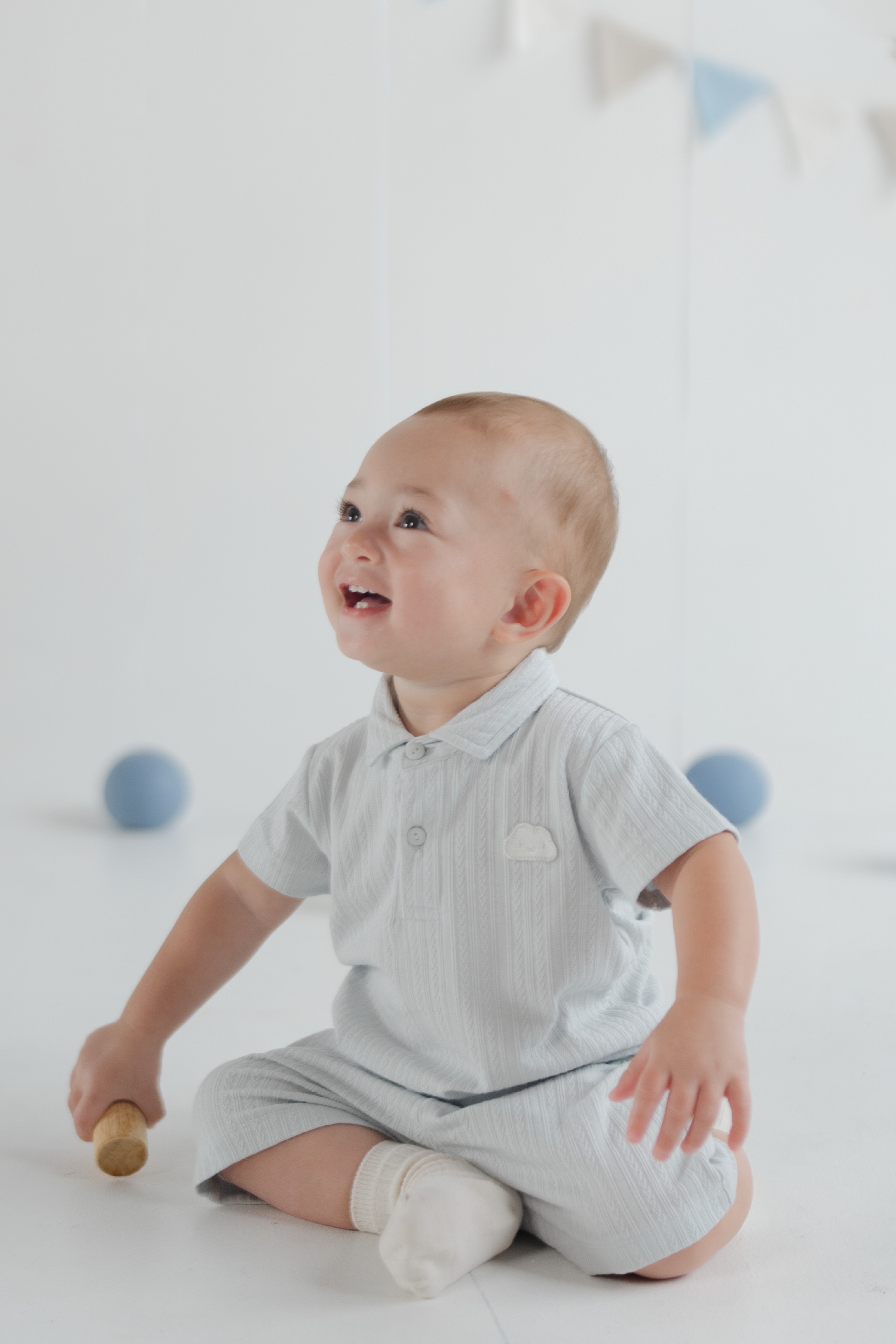 KindKnit Polo Set in Cloud
