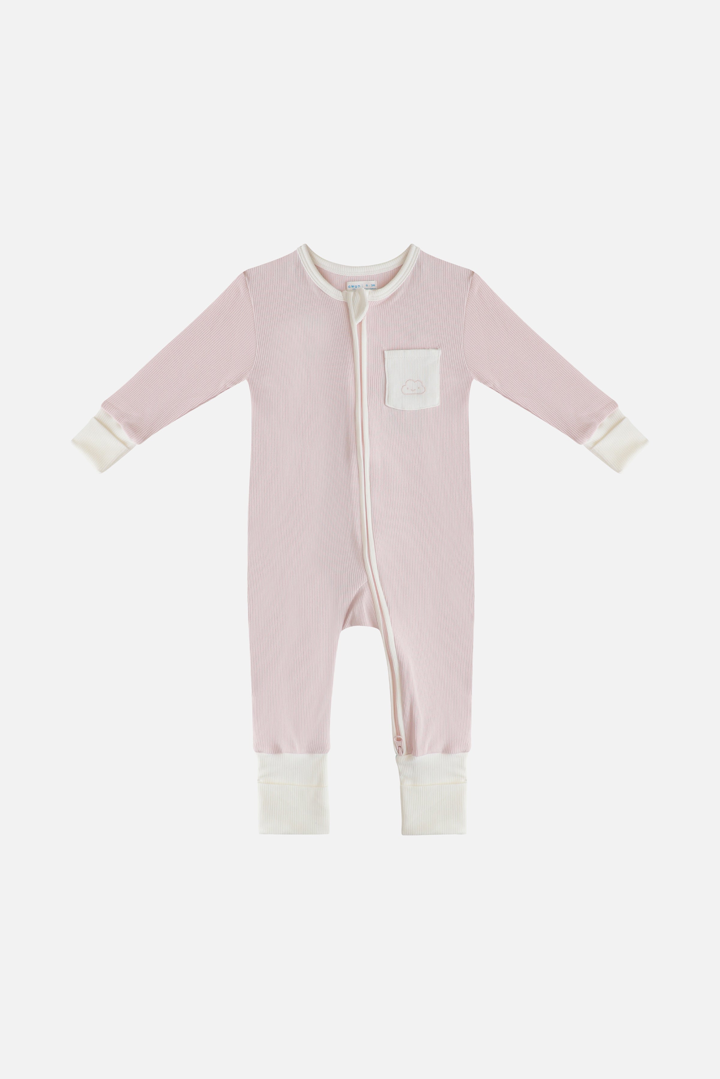 Unisex Soft Rib Sleepsuit in Pink
