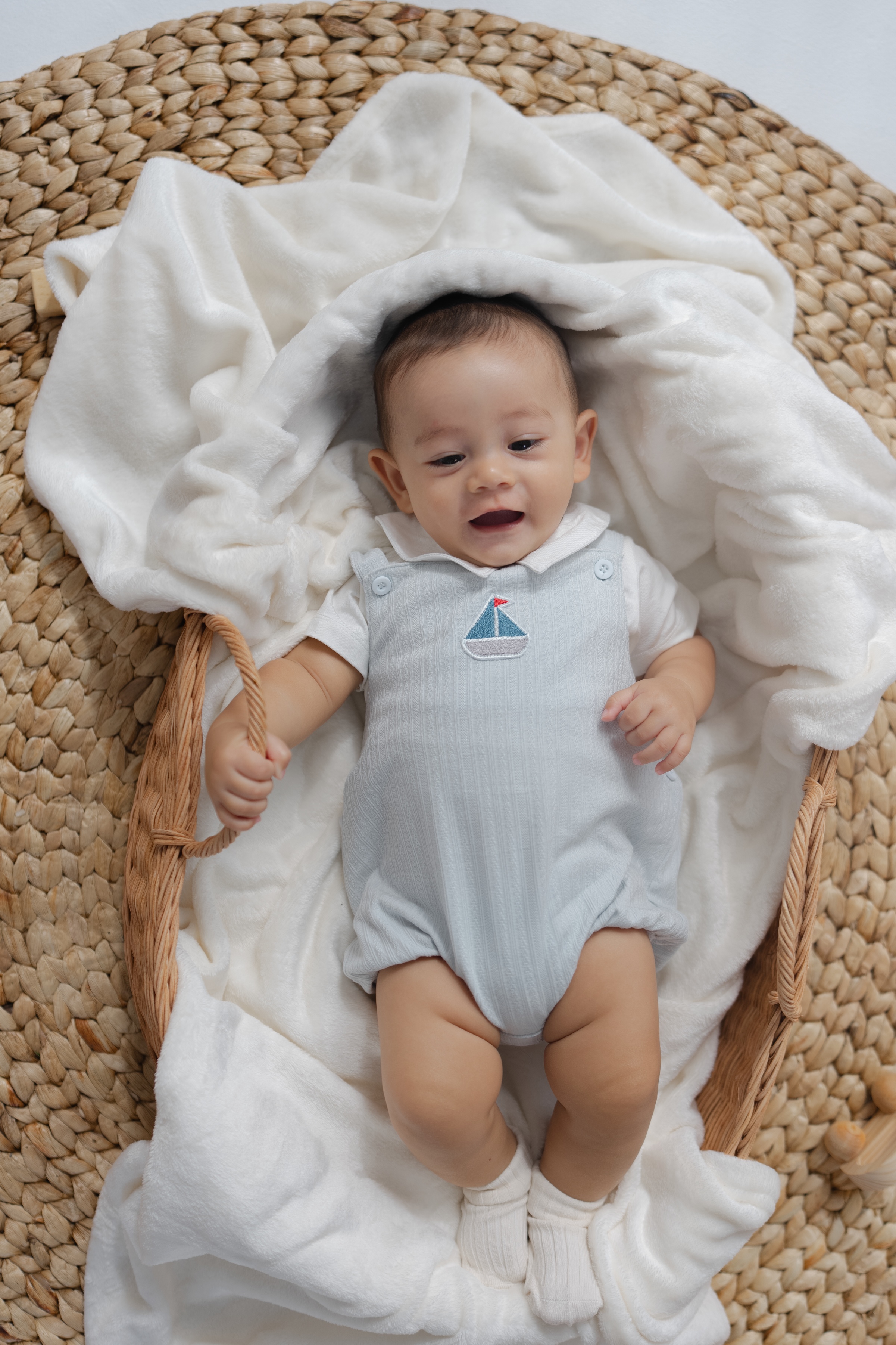 KindKnit Baby Romper Set in Cloud