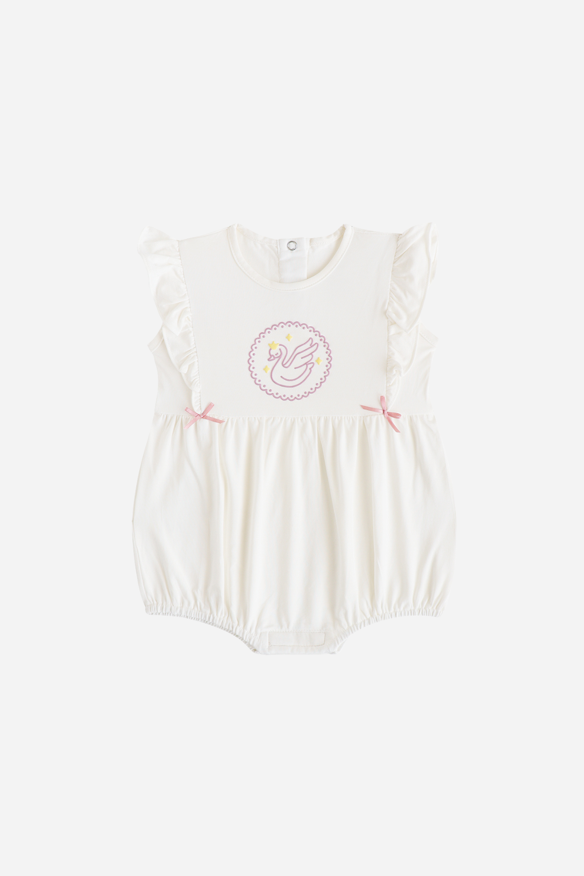 Swan Ruffle Romper in White