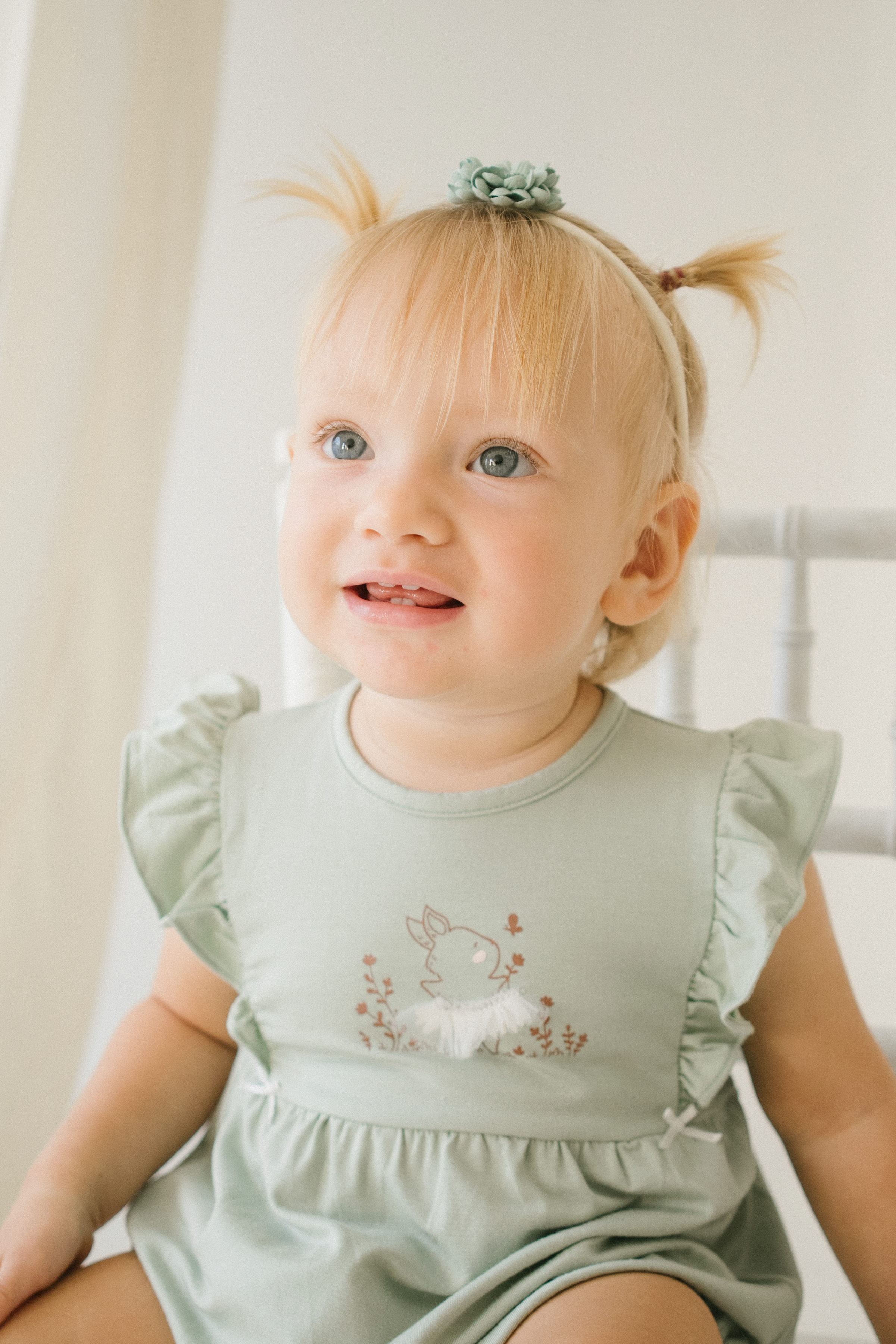 Loella Ballerina Ruffle Romper in Sage