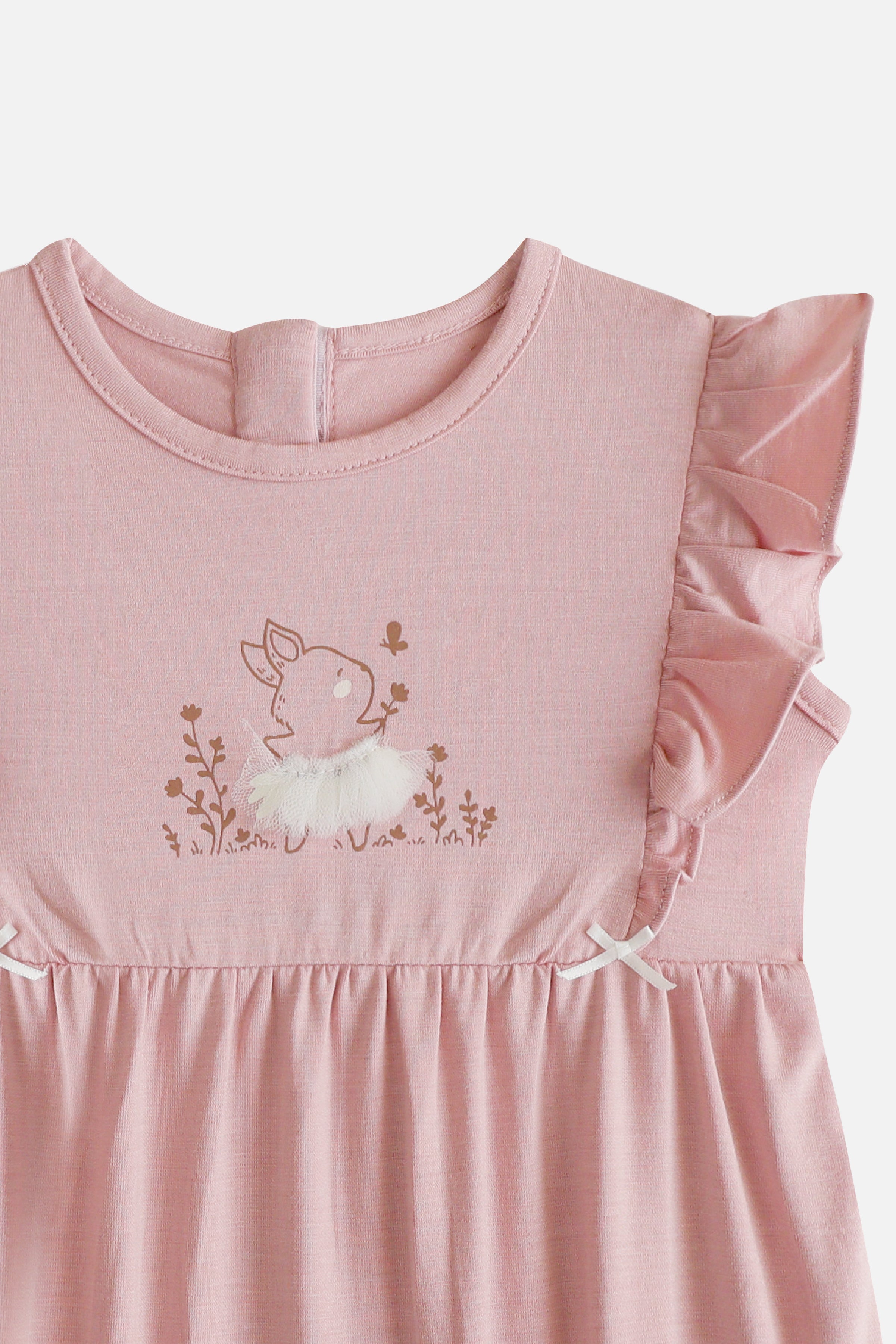 Loella Ballerina Ruffle Romper in Rose