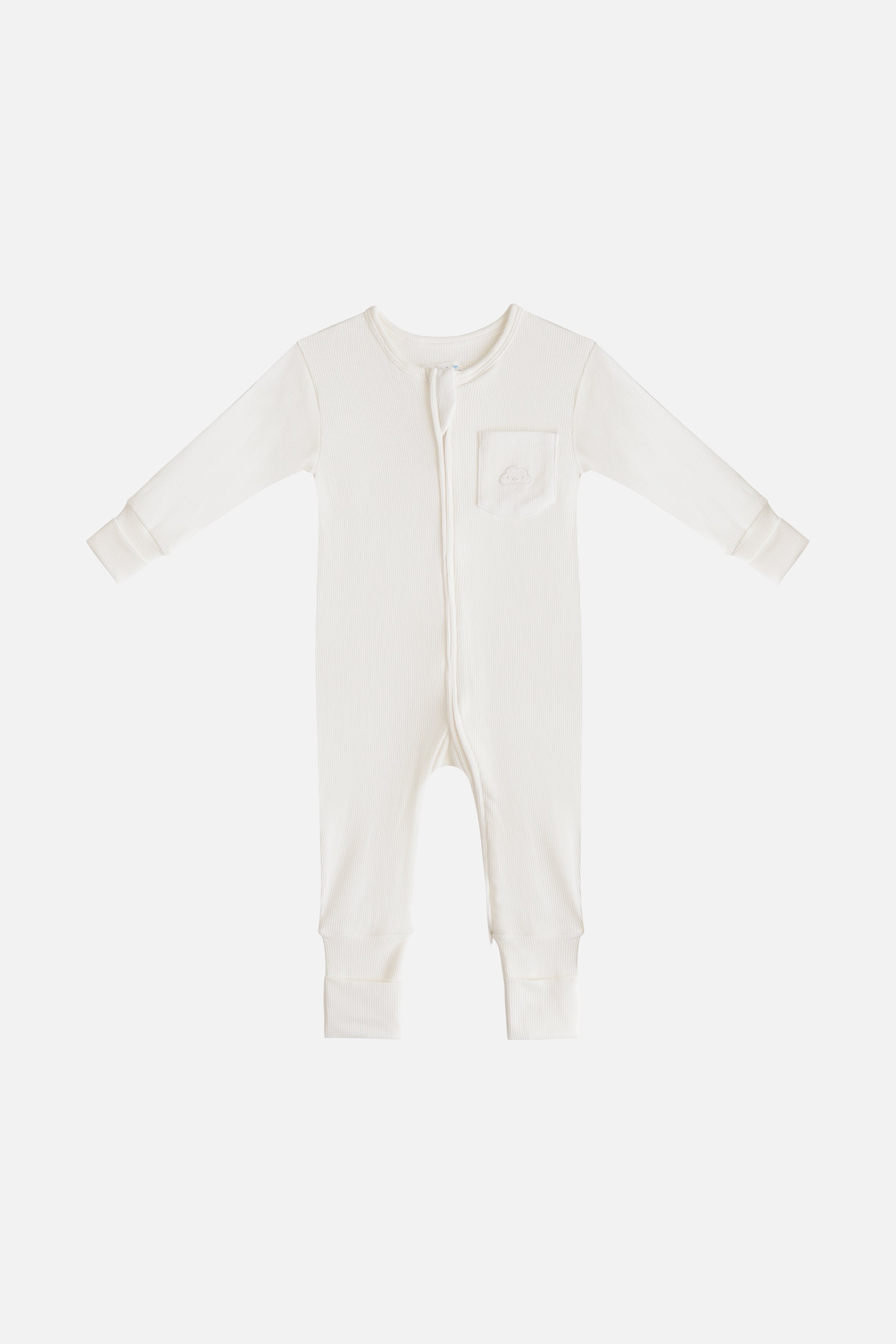 Unisex Soft Rib Sleepsuit in White