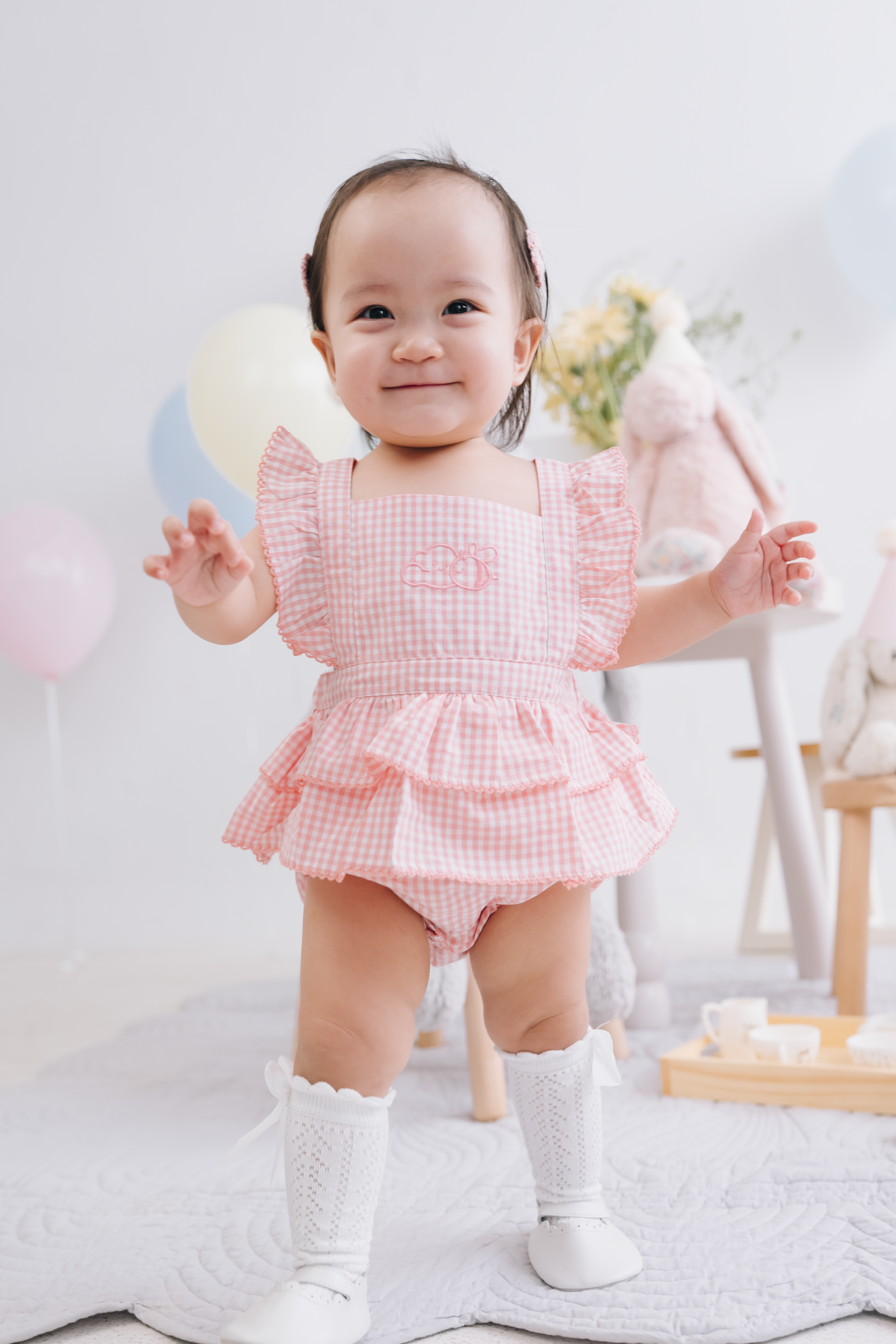 Honey Puff Romper in Berry Blush