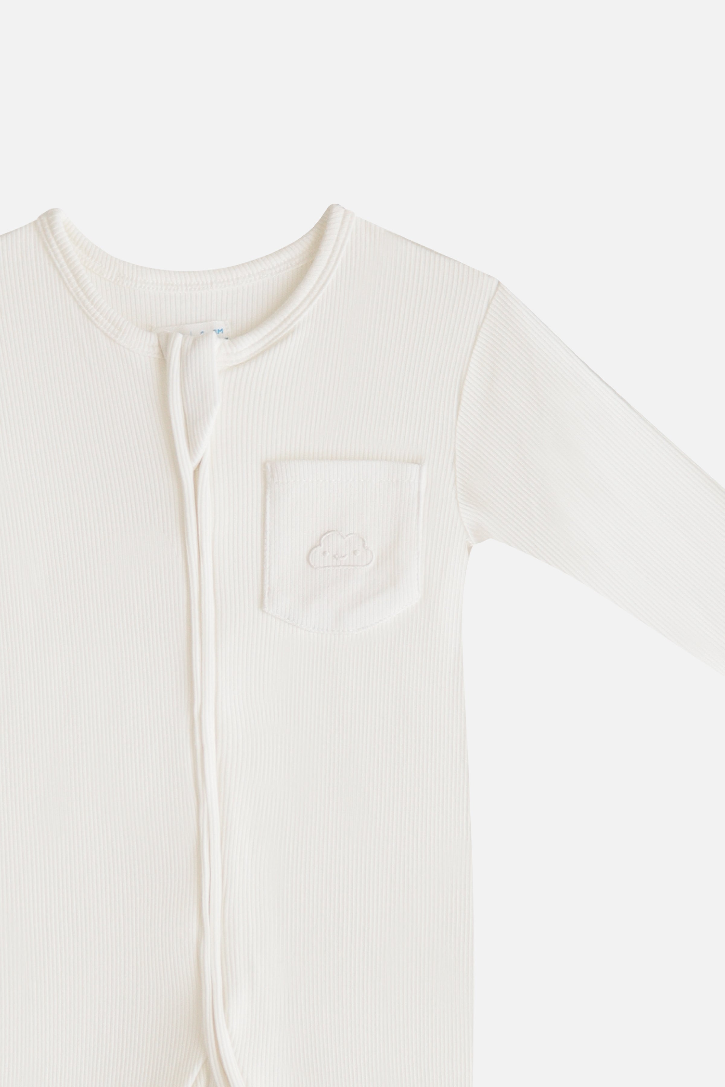 Unisex Soft Rib Sleepsuit in White