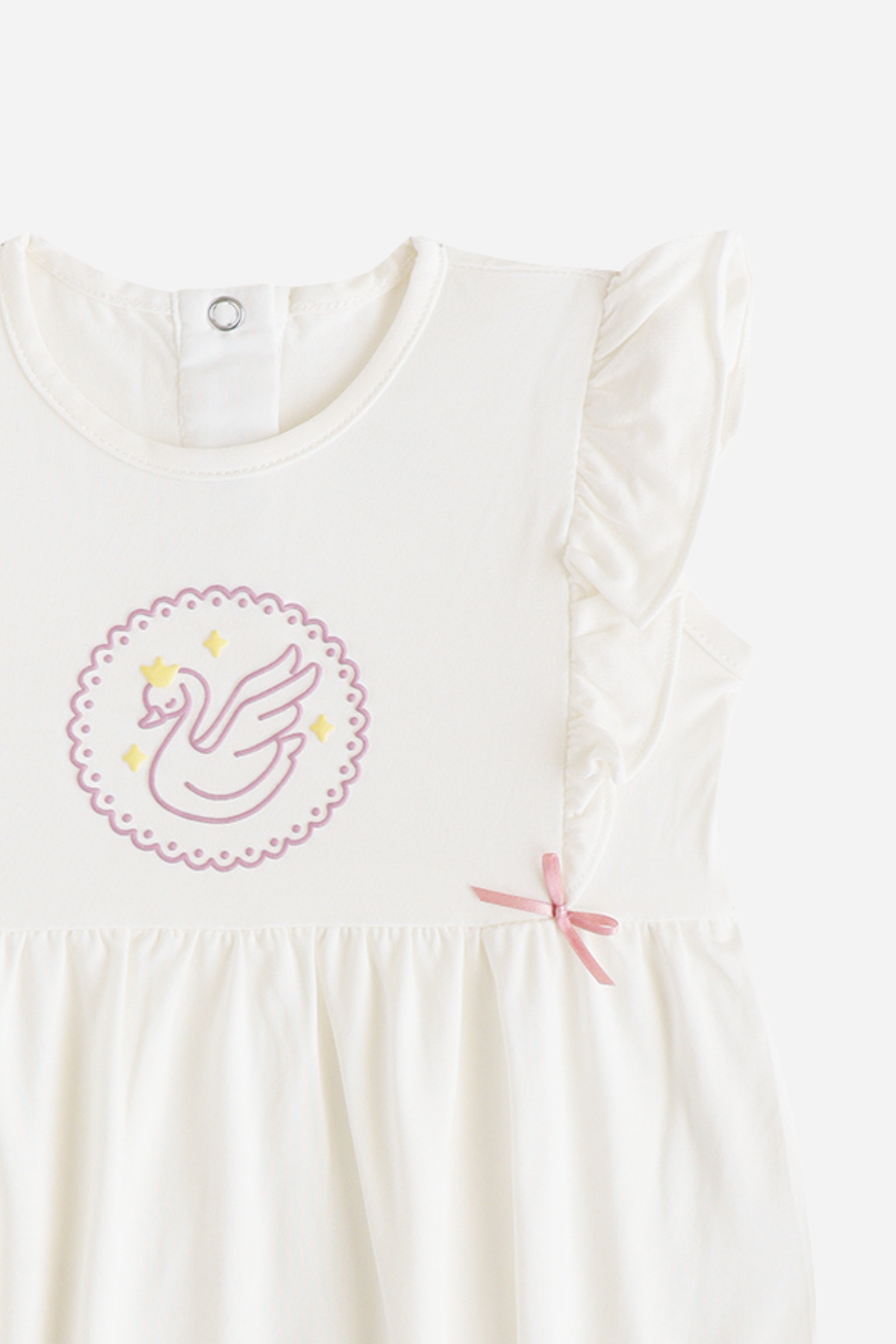 Swan Ruffle Romper in White