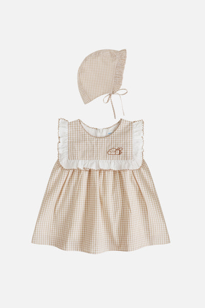 Honey Puff Dress & Bonnet in Mocha