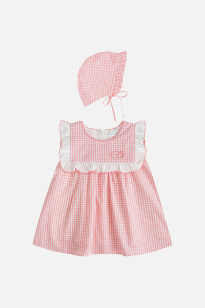 Honey Puff Dress & Bonnet in Berry Blush
