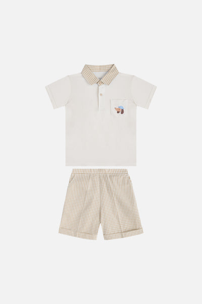 Overtee Pup & Co Boy Set in Beige