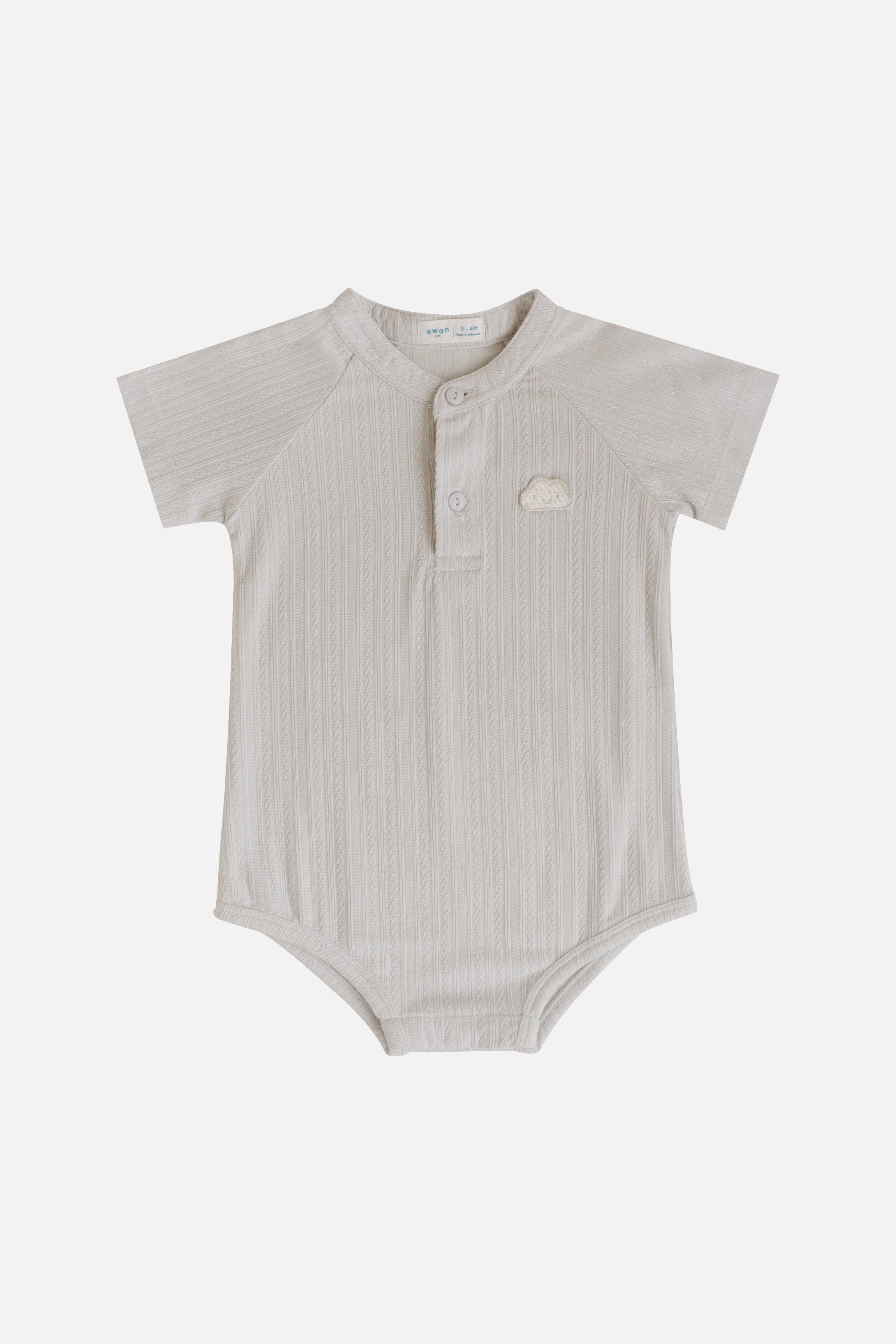 KindKnit Collar Onesie in Taupe