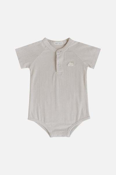 KindKnit Collar Onesie in Taupe