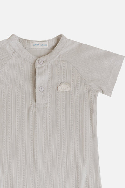 KindKnit Collar Onesie in Taupe