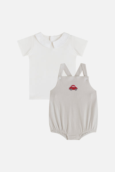 KindKnit Baby Romper Set in Taupe