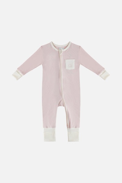 Unisex Soft Rib Sleepsuit in Pink