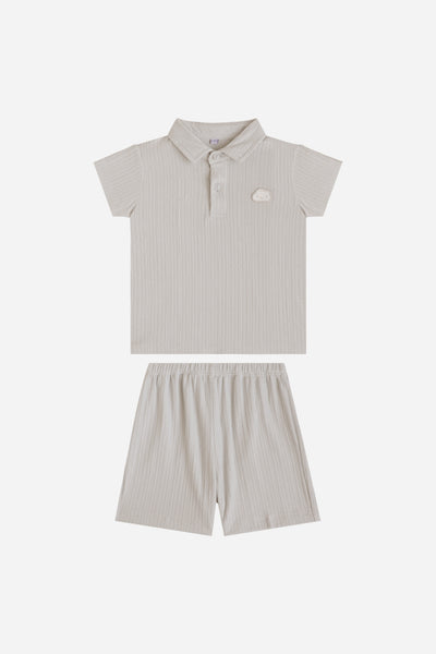 KindKnit Polo Set in Taupe