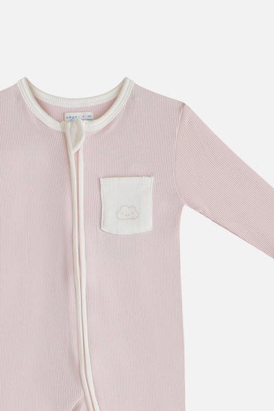 Unisex Soft Rib Sleepsuit in Pink