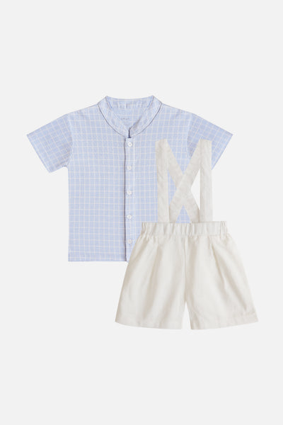 Maxime Top & Suspender Set in Blue