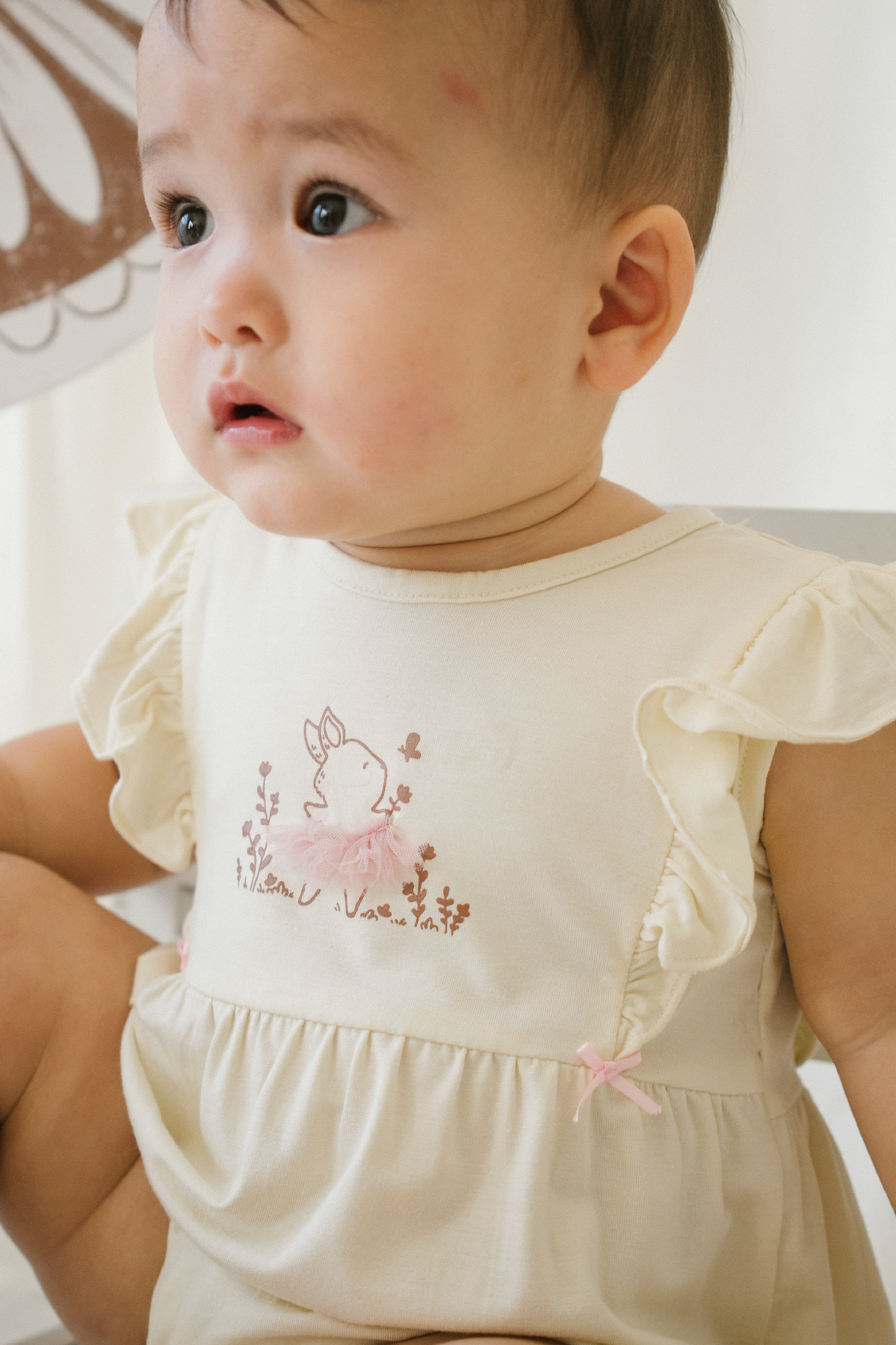 Loella Ballerina Ruffle Romper in Ivory