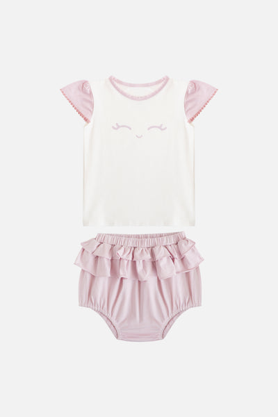 Smiley Luna with Ruffle Bloomer in Pink