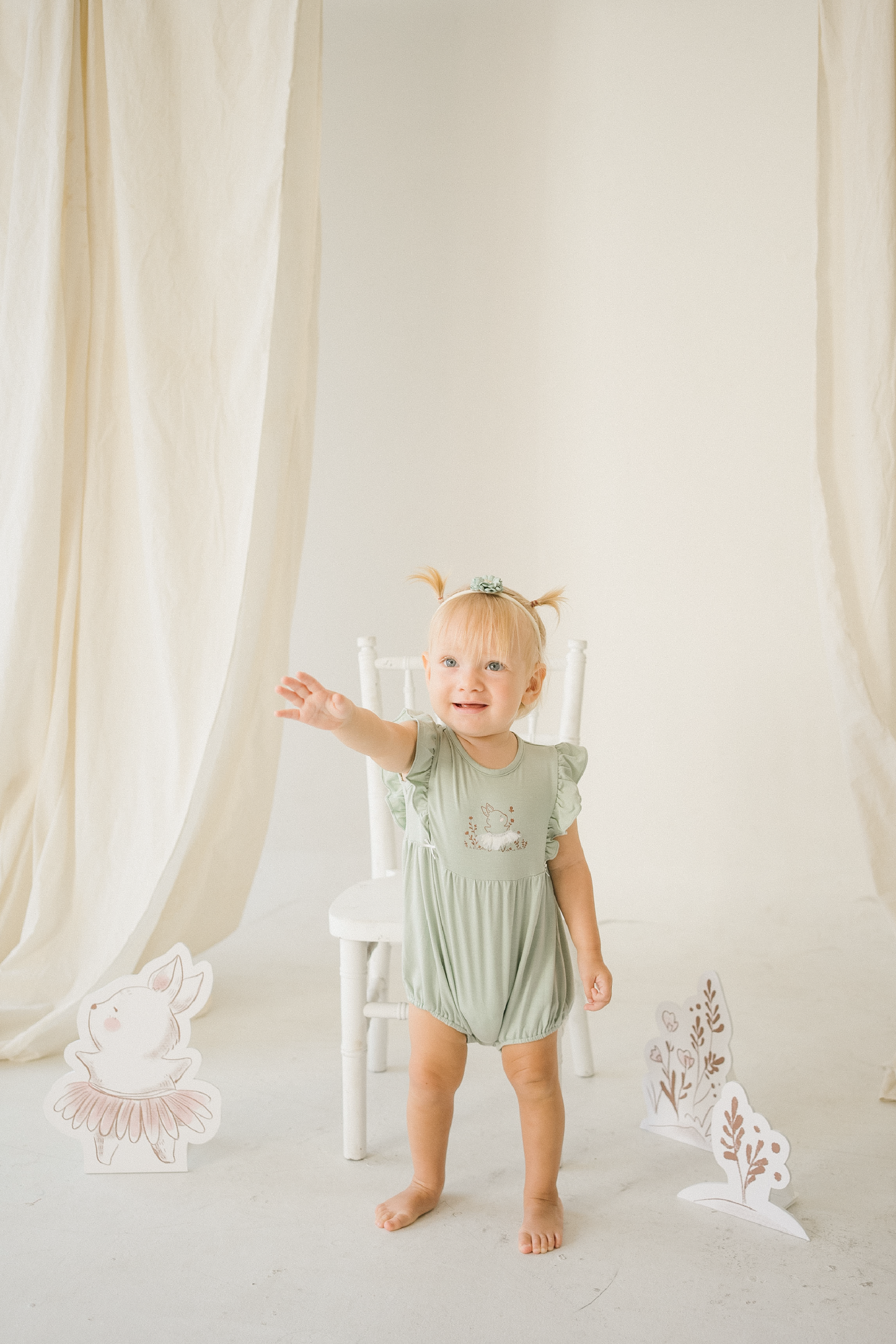 Loella Ballerina Ruffle Romper in Sage