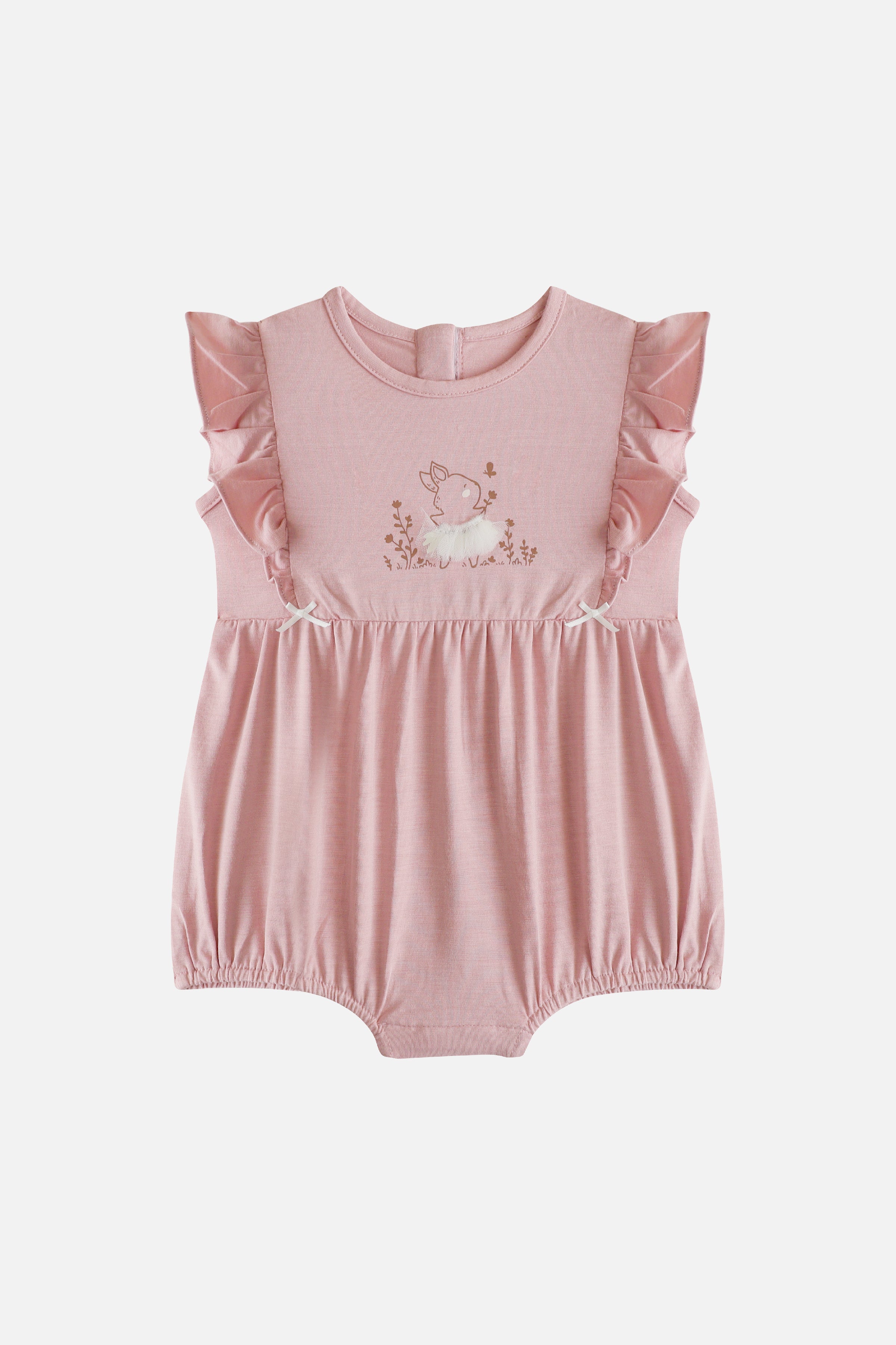 Loella Ballerina Ruffle Romper in Rose