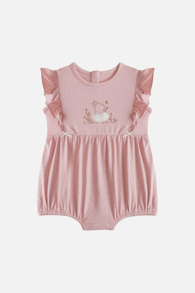 Loella Ballerina Ruffle Romper in Rose