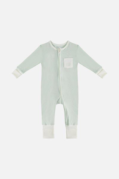 Unisex Soft Rib Sleepsuit in Sage