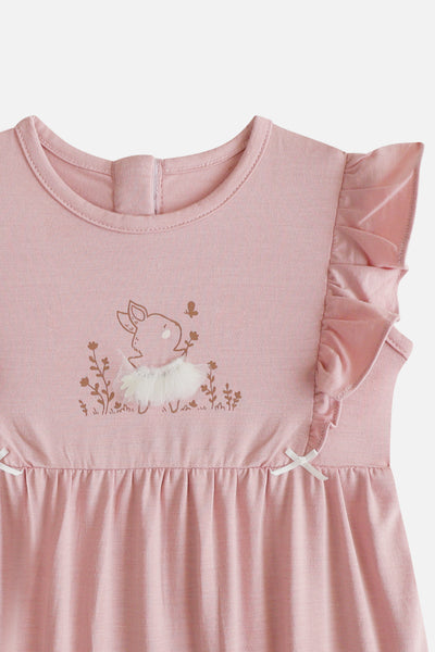 Loella Ballerina Ruffle Romper in Rose