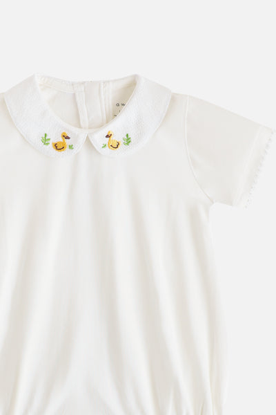 Romper with Duck Embroidery