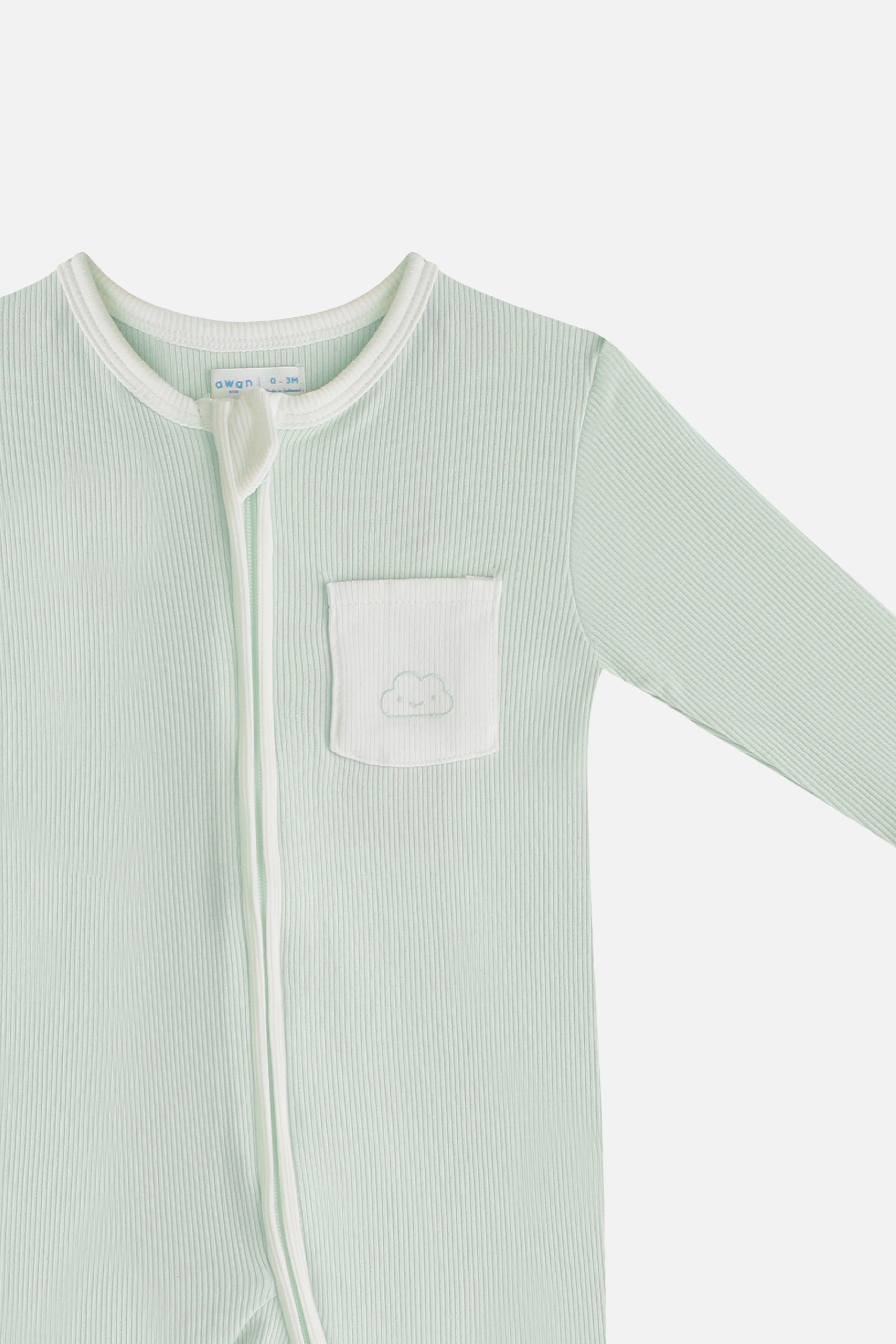 Unisex Soft Rib Sleepsuit in Sage