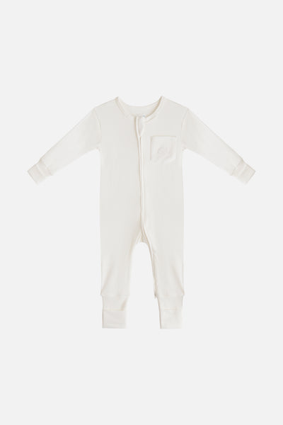 Unisex Soft Rib Sleepsuit in White