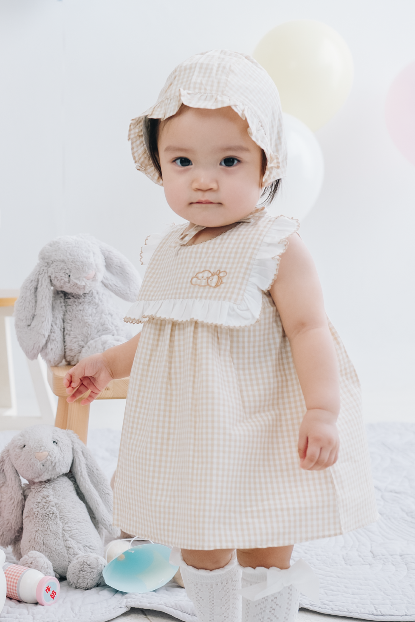 Honey Puff Dress & Bonnet in Mocha