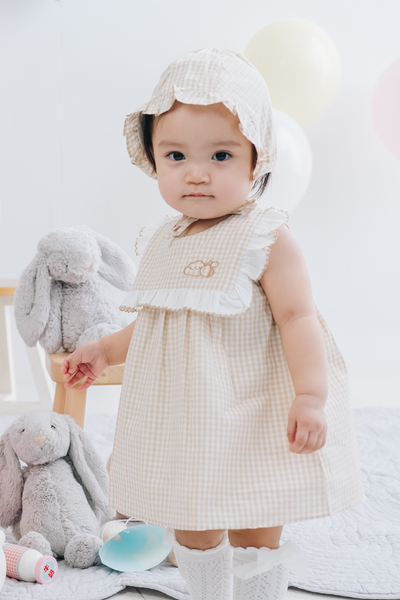 Honey Puff Dress & Bonnet in Mocha