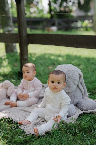 Unisex Soft Rib Sleepsuit in White