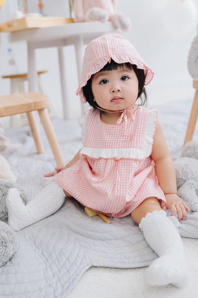 Honey Puff Dress & Bonnet in Berry Blush