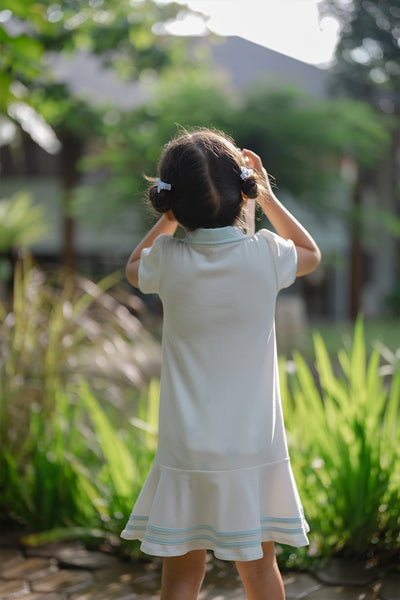 Girl Polo Dress in White